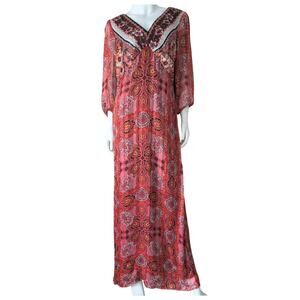 Boho Maxi Dress 10 Hippie Cottage Fairy Grunge‎ Festival Caftan Floral Paisley